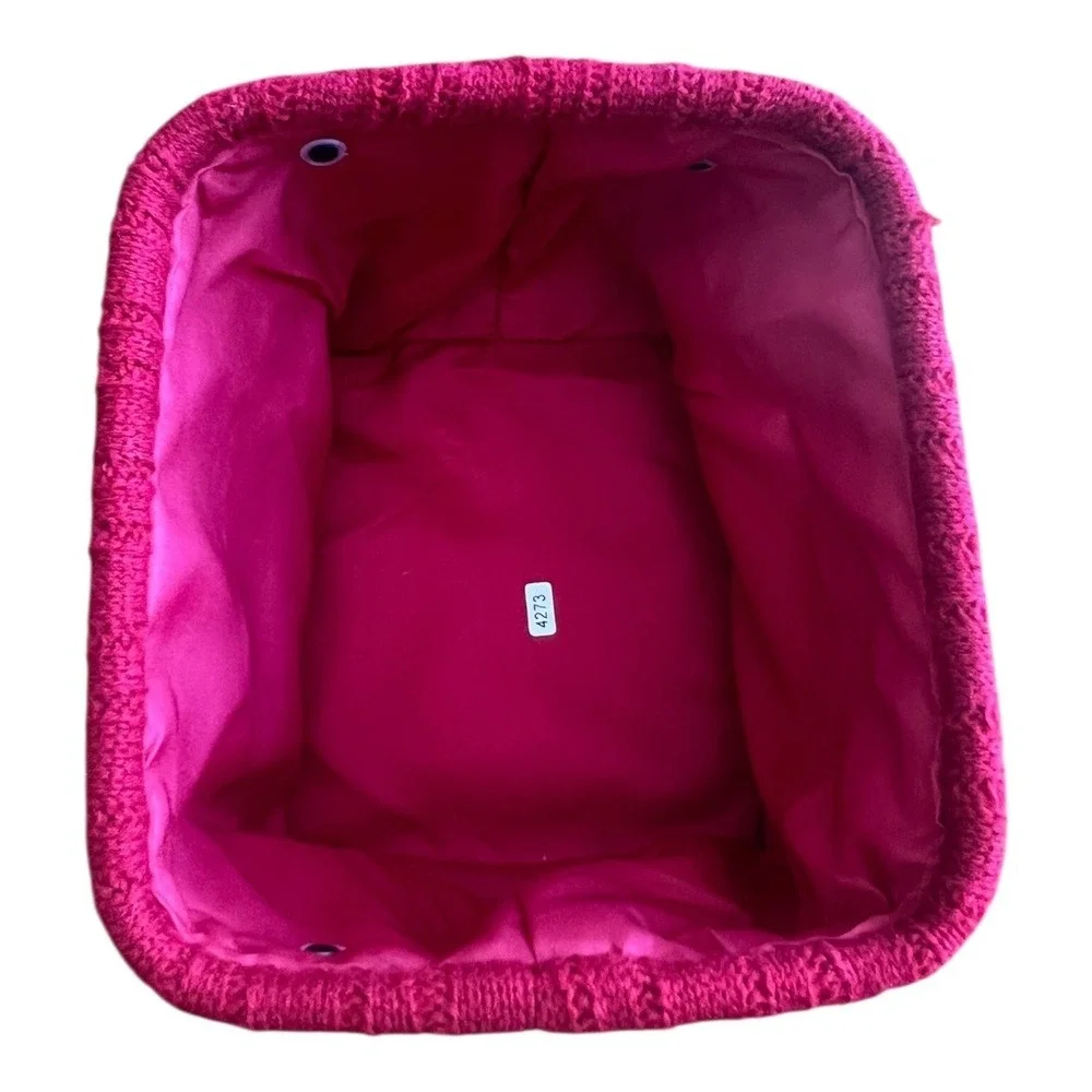 Threshold Storage Bin Home 9x8x7 Magenta Red Brand New Cable Knit Faux Leather